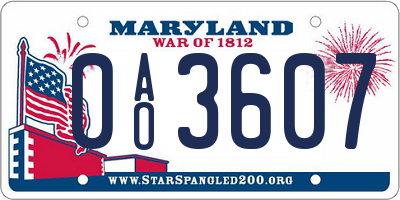 MD license plate 0AO3607