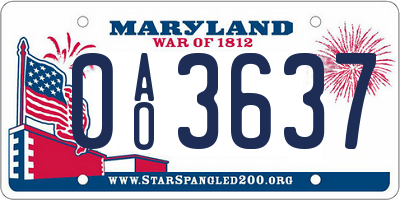 MD license plate 0AO3637