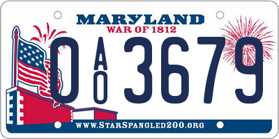 MD license plate 0AO3679