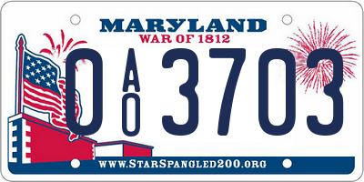 MD license plate 0AO3703