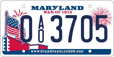 MD license plate 0AO3705