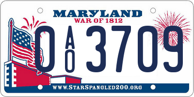 MD license plate 0AO3709