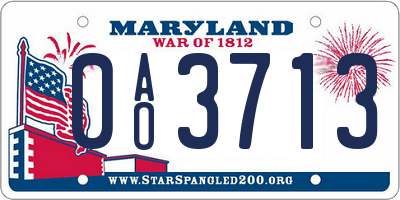MD license plate 0AO3713
