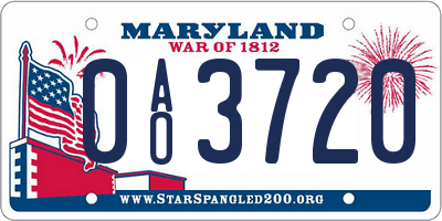 MD license plate 0AO3720