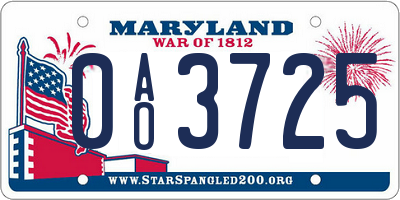 MD license plate 0AO3725