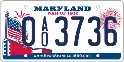 MD license plate 0AO3736