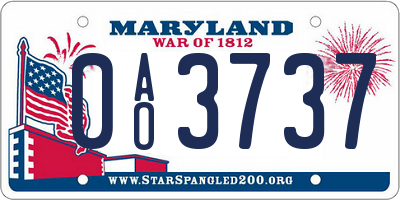 MD license plate 0AO3737