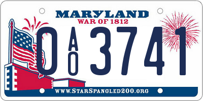 MD license plate 0AO3741