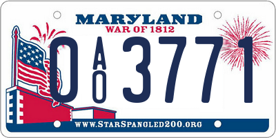 MD license plate 0AO3771