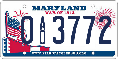 MD license plate 0AO3772