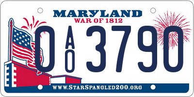 MD license plate 0AO3790