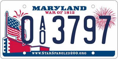 MD license plate 0AO3797