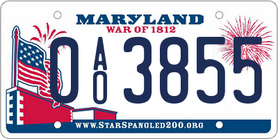 MD license plate 0AO3855