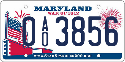 MD license plate 0AO3856
