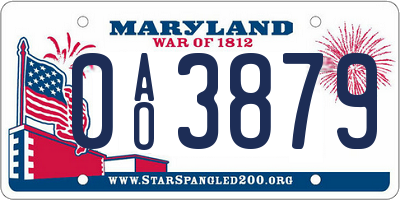 MD license plate 0AO3879