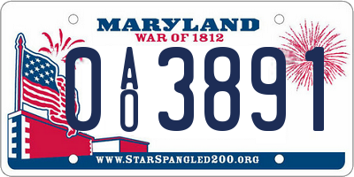 MD license plate 0AO3891