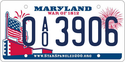 MD license plate 0AO3906