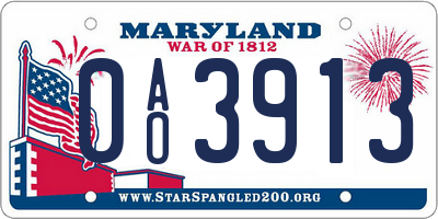 MD license plate 0AO3913