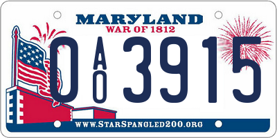 MD license plate 0AO3915