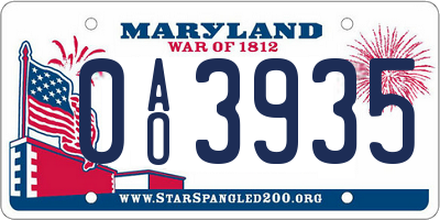 MD license plate 0AO3935