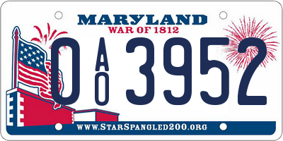 MD license plate 0AO3952