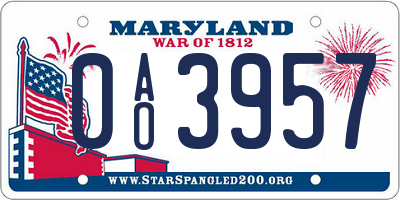 MD license plate 0AO3957