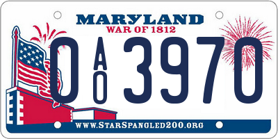 MD license plate 0AO3970