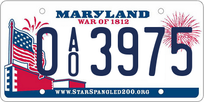 MD license plate 0AO3975