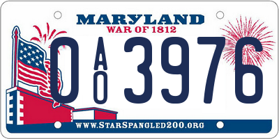 MD license plate 0AO3976