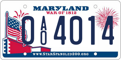 MD license plate 0AO4014
