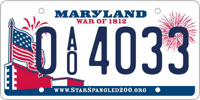 MD license plate 0AO4033
