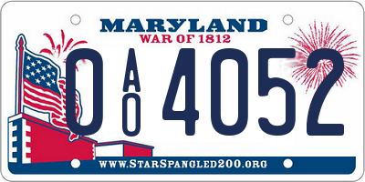 MD license plate 0AO4052