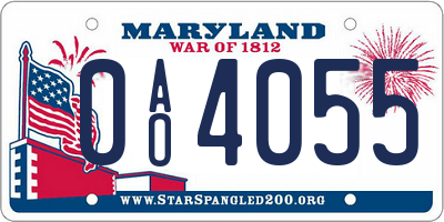 MD license plate 0AO4055