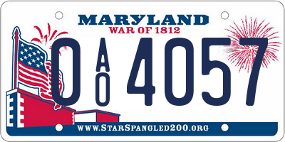 MD license plate 0AO4057