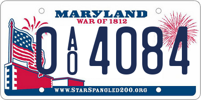 MD license plate 0AO4084