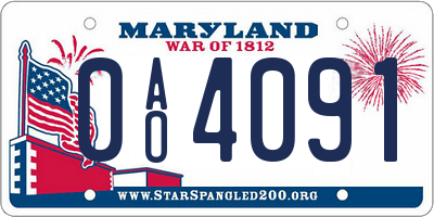 MD license plate 0AO4091
