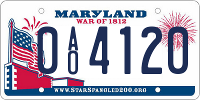 MD license plate 0AO4120