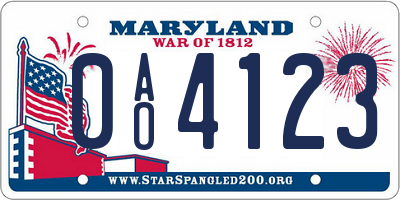 MD license plate 0AO4123