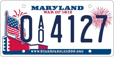 MD license plate 0AO4127