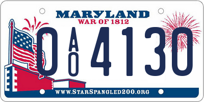 MD license plate 0AO4130