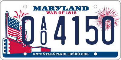 MD license plate 0AO4150