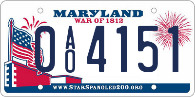 MD license plate 0AO4151
