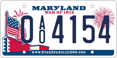 MD license plate 0AO4154