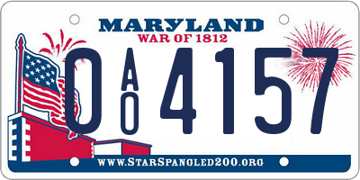 MD license plate 0AO4157