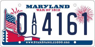 MD license plate 0AO4161