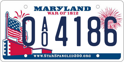 MD license plate 0AO4186