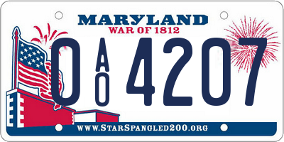 MD license plate 0AO4207