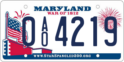 MD license plate 0AO4219