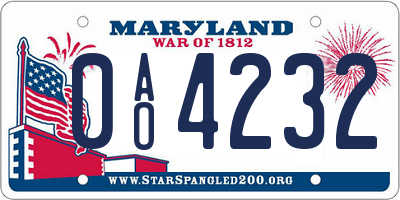 MD license plate 0AO4232