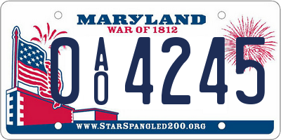 MD license plate 0AO4245